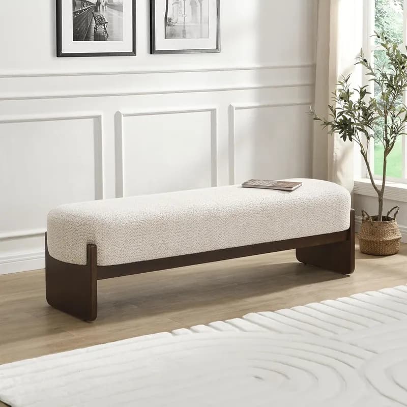 Christopher Knight Home Arden Minimalist Style Rectangular Loop Yarn Fabric Ottoman Bench, Rubberwood Frame, Entryway Bench, Living Room Sof