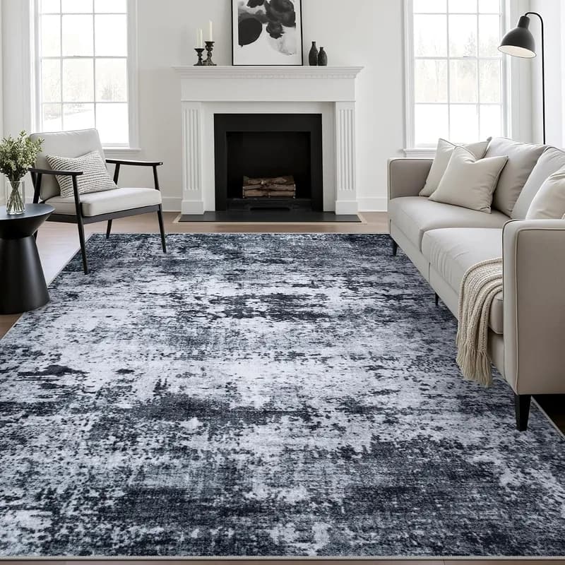 5x7 Area Rug Living Room Rug: Washable Modern Abstract Soft Thin Rug Indoor Floor No Slip Stain Resistant Carpet for Bedroom Dining Room Far