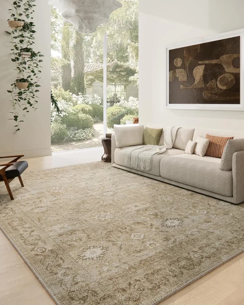 10x14 Area Rugs for Living Room: Large Washable Bedroom Rug Non Slip Low Pile Soft Faux Wool Non Shedding Distressed Lightweight Vintage Boh