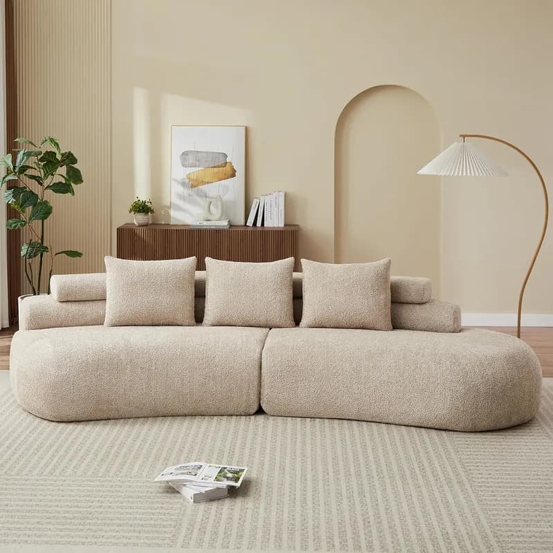 Christopher Knight Home Henrie 122" Curved Modular Sectional Sofa, Modern Boneless Couch with Deep Seat, Armless Home Sofa Living Room, Upho