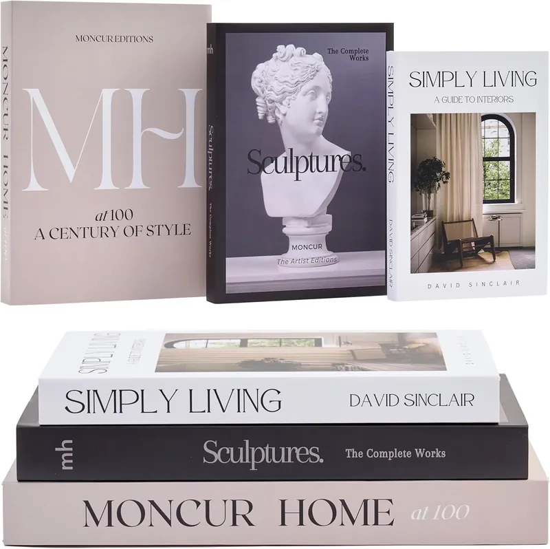 Decorative Coffee Table Books for Home Décor Accents Bookshelf Decor with Real Blank Pages and Removable Covers Set of 3 Mid Century Modern
